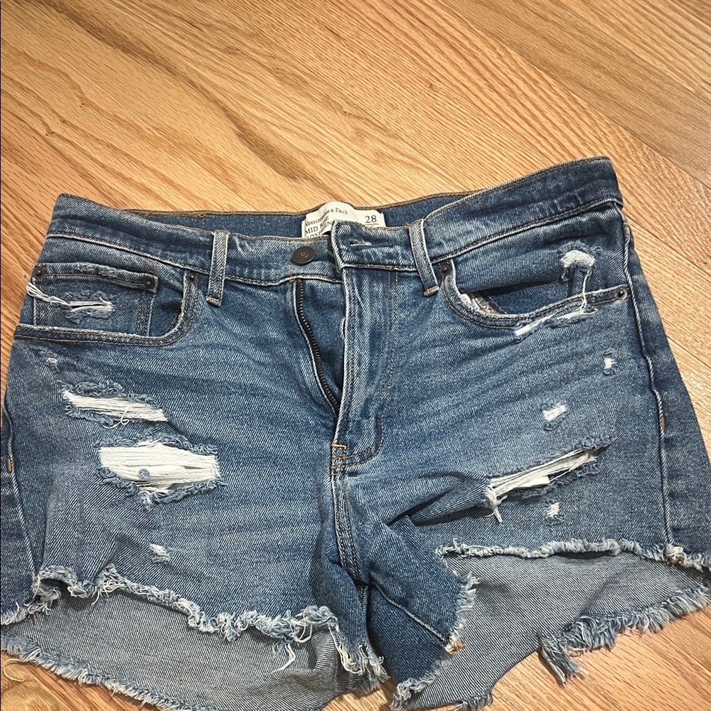 Abercrombie & Fitch Distressed Blue Denim Cutoff Shorts